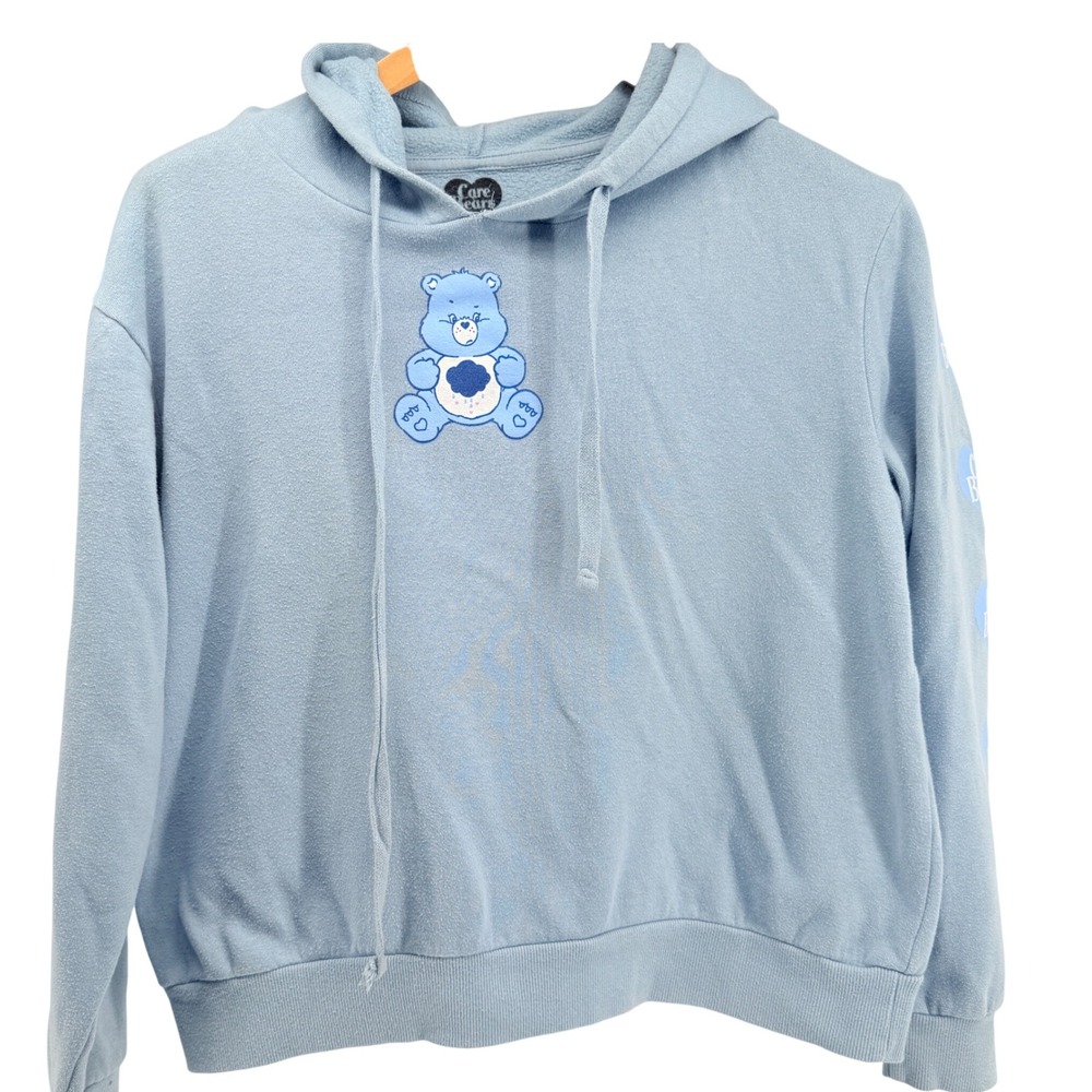 Care Bears Hoodie Sweatshirt Blue Medium Embroidered Graphics Pullover